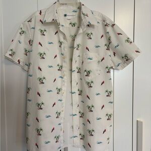 Aeropostale White Tropical Parrot Men's Vacation Shirt Small